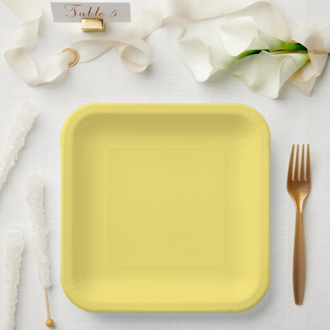 Crayon Colour Yellow Square Paper Plate (Wedding)