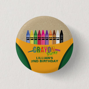Crayon Colouring Party 1 Inch Round Button