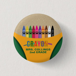 Crayon Colouring Party Pinback Button