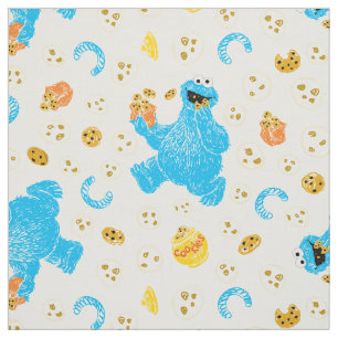 Crayon Cookie Monster Cookie Pattern Fabric