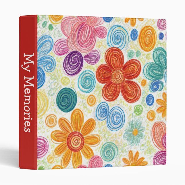 Crayon Doodle Daisy Design Binder (Front/Spine)
