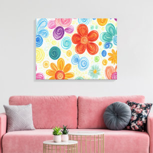 Crayon Doodle Daisy Design Canvas Print