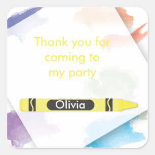 Crayon Favour Sticker     Yellow