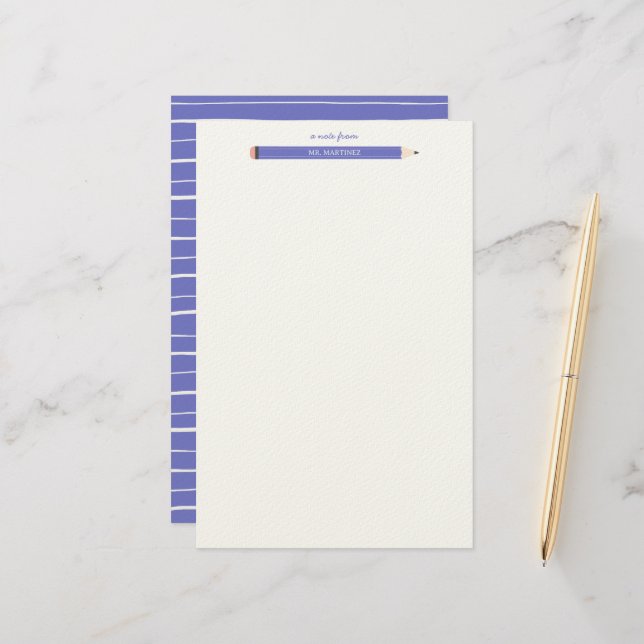 Crayon illustration papeterie pour enseignant de l (Devant/Arrière en situation)