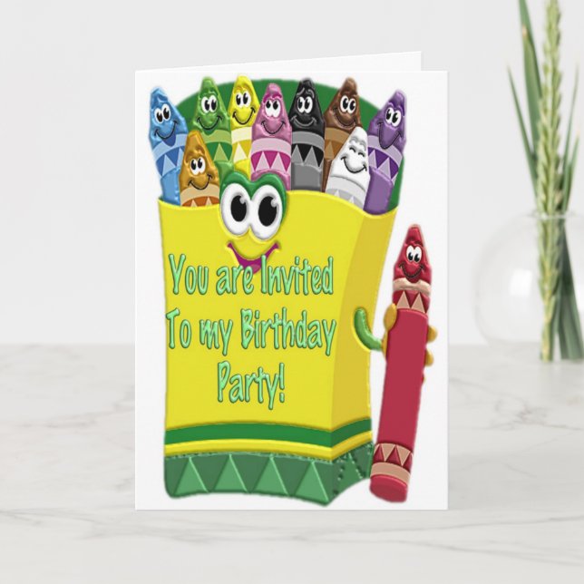 Crayon Kid's Birthday Party Invitation (Front)