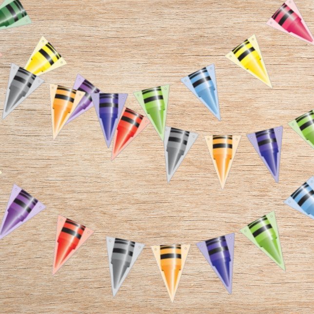 Crayon Kids Birthday Party Multicolor Bunting Flags (Creator Uploaded)