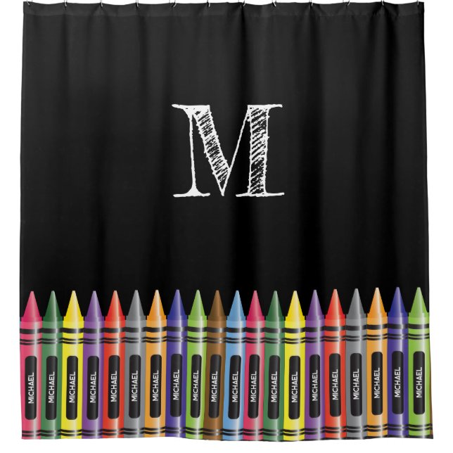 Crayon Kids Black Trendy Pattern Monogram (Front)