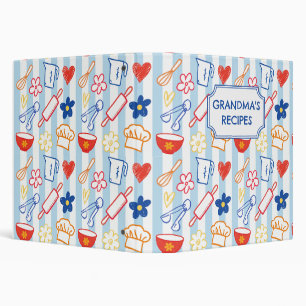Crayon Kitchen Doodle Retro Cooking Pattern Recipe Binder