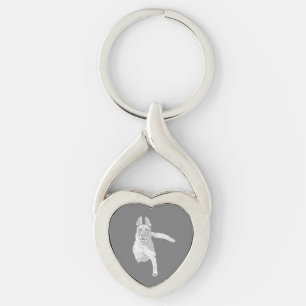 Crayon Malinois Belge Porte-clés en forme de coeur