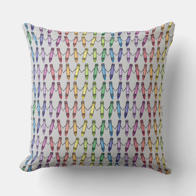 Crayon Pals Colourful Throw Pillow (Front)