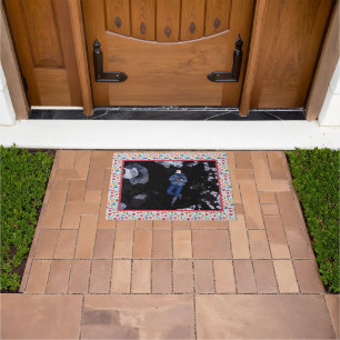 Crayon Pastel Heart & Flowers Doormat