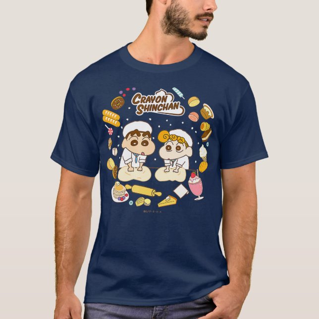 Crayon Shin-chan Making bread with Himawari Time T-Shirt (Front)