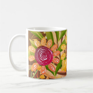 Crayon Sunflowers Colourful Greenery Coffee Mug