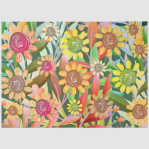 Crayon Sunflowers Colourful Greenery Tissue Paper