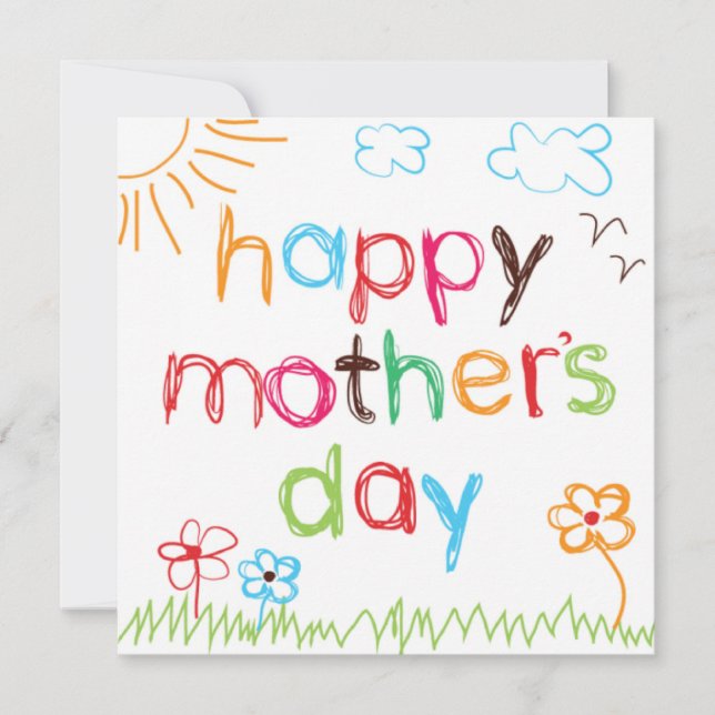 Crayon written Mothers day Holiday Card (Front)