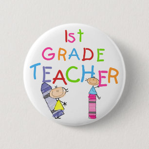 Crayons 1st Grade Teacher Tshirts and Gifts 2 Inch Round Button