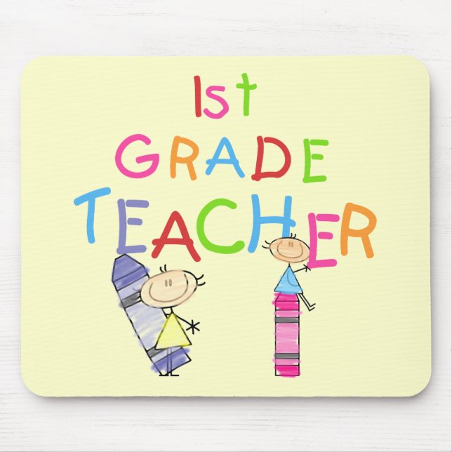 Crayons 1st Grade Teacher Tshirts and Gifts Mouse Pad (Front)
