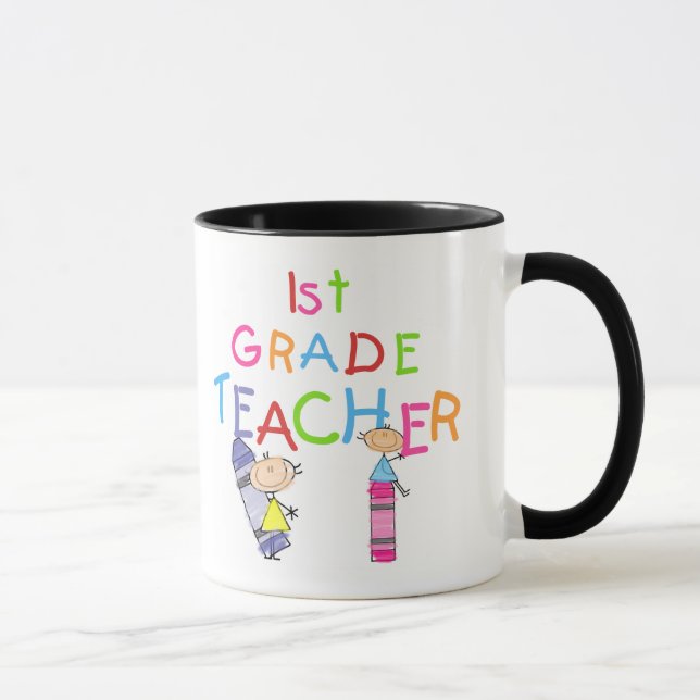 Crayons 1st Grade Teacher Tshirts and Gifts Mug (Right)