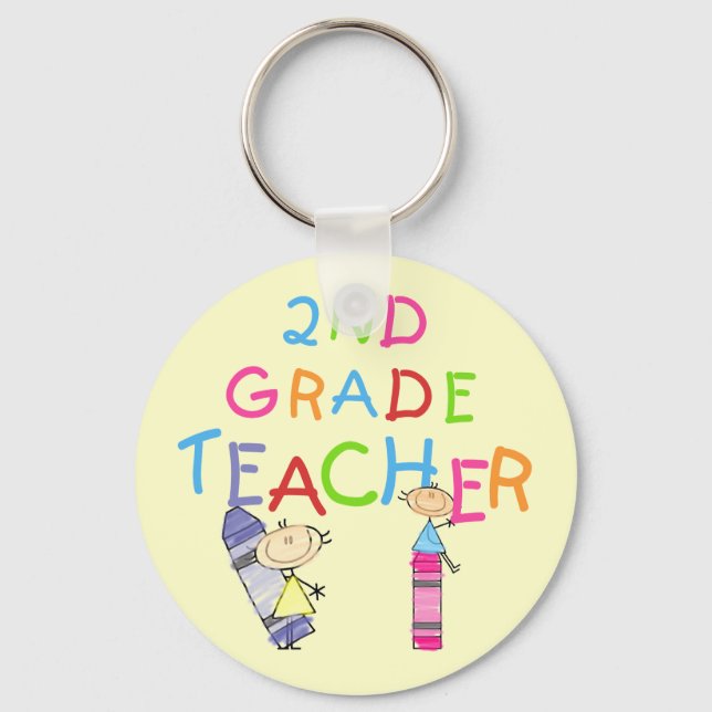Crayons 2nd Grade Teacher Tshirts and Gifts Keychain (Front)