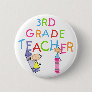 Crayons 3rd Grade Teacher Tshirts and Gifts 2 Inch Round Button