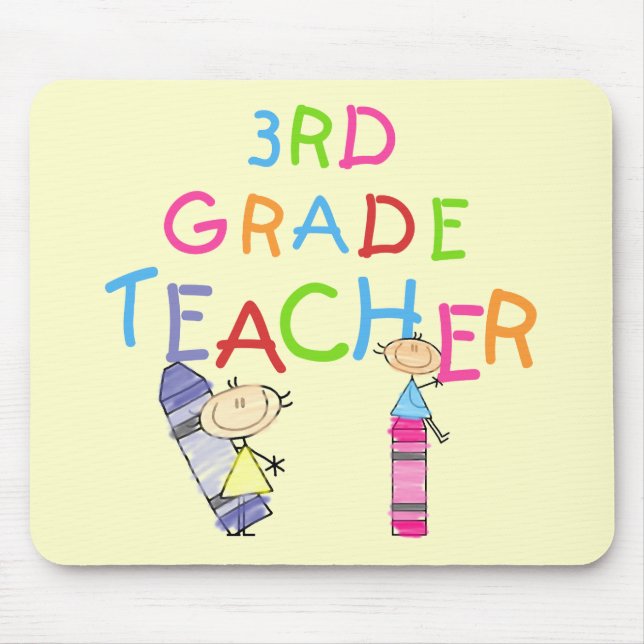 Crayons 3rd Grade Teacher Tshirts and Gifts Mouse Pad (Front)