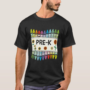 Crayons And Flower Teaching Pre K T-Shirt