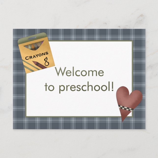 Crayons and Heart Welcome to Preschool Postcard (Front)