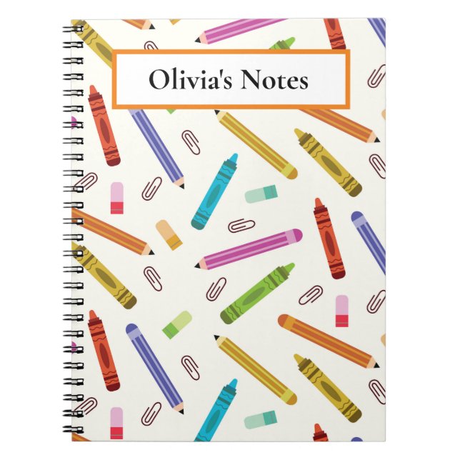 Crayons and pencils pattern custom school  notebook (Front)