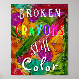 Crayons brisés colorés affiche couleur fixe