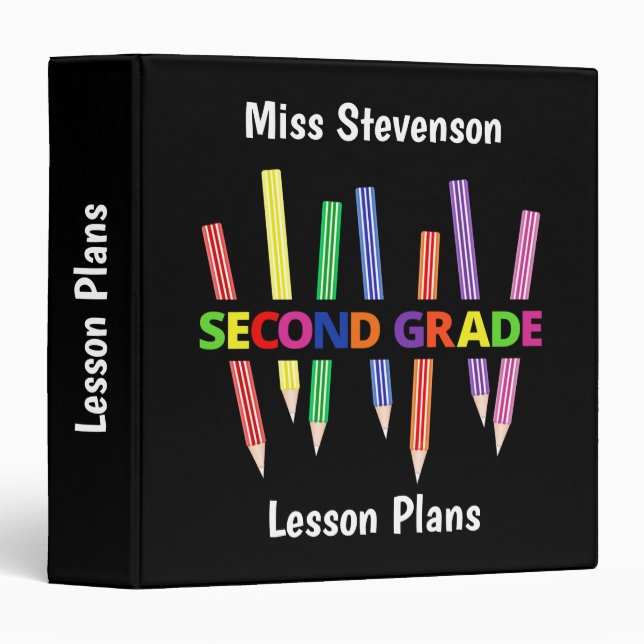 Crayons colorés Classeur enseignant de deuxième an (Devant/Côté)