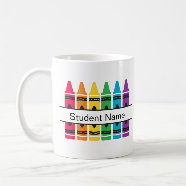 Crayons colorés Nom de l'élève Mug (Gauche)
