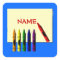 Crayons Colour My Name Blue Sticker