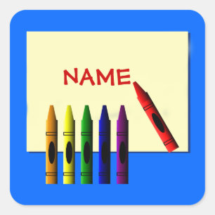 Crayons Colour My Name Blue Sticker