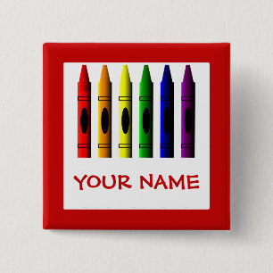 Crayons Cute Red Name Crayon Button Template