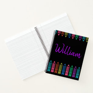 Crayons Doodles Personalized Sketc,Back To School  Notebook
