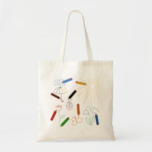 Crayons Drawing the Outlines of World Tote Bag 
