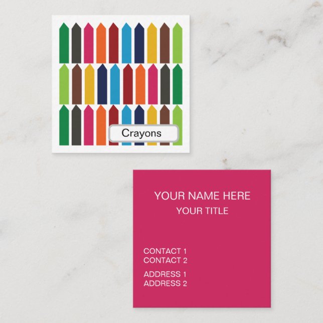 Crayons Elementary Preschool Back To School  Square Business Card (Front/Back)