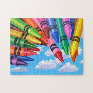 Crayons Floating In Sky Painting Jigsaw Puzzle