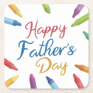 Crayons Happy Father's Day Typography   Coaster
