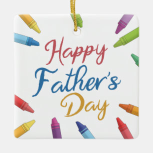 Crayons Happy Father's Day Typography   Ornament