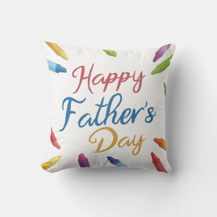Crayons Happy Father's Day Typography Throw Pillow