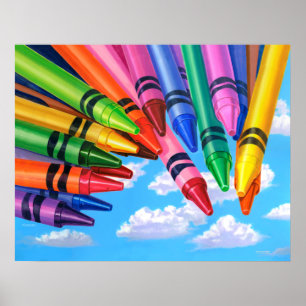 Crayons in the Sky, Acrylic Painting Poster