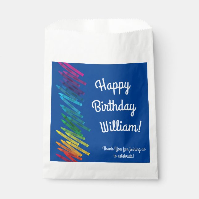 Crayons Kids Birthday Party Art Cute Colourful Favour Bag (Front)