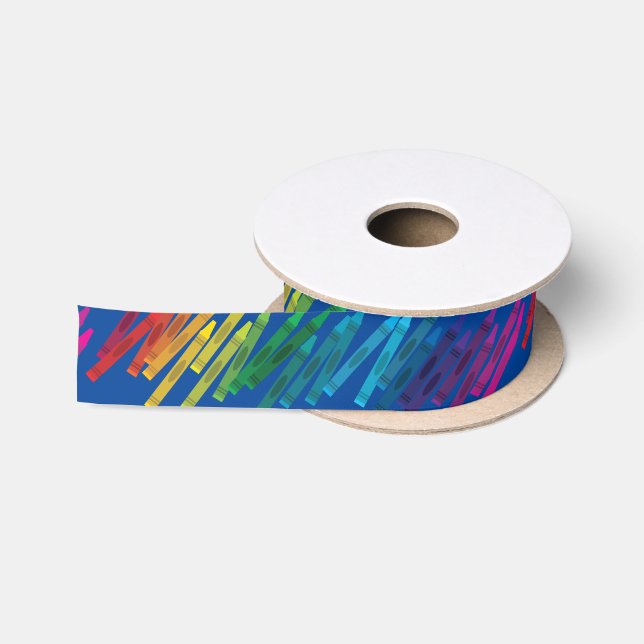Crayons Kids Birthday Party Art Cute Colourful Satin Ribbon (Spool)