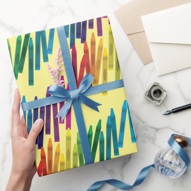 Crayons Kids Birthday Party Art Cute Colourful Wra Wrapping Paper (Gifting)