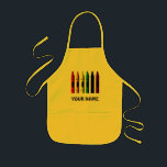 Crayons Name Crayon Kids Yellow Custom Apron<br><div class="desc">A graphic illustration of party crayons by artist/designer Charmaine Paulson on a Kids custom art apron. ©2015charmainepaulson</div>