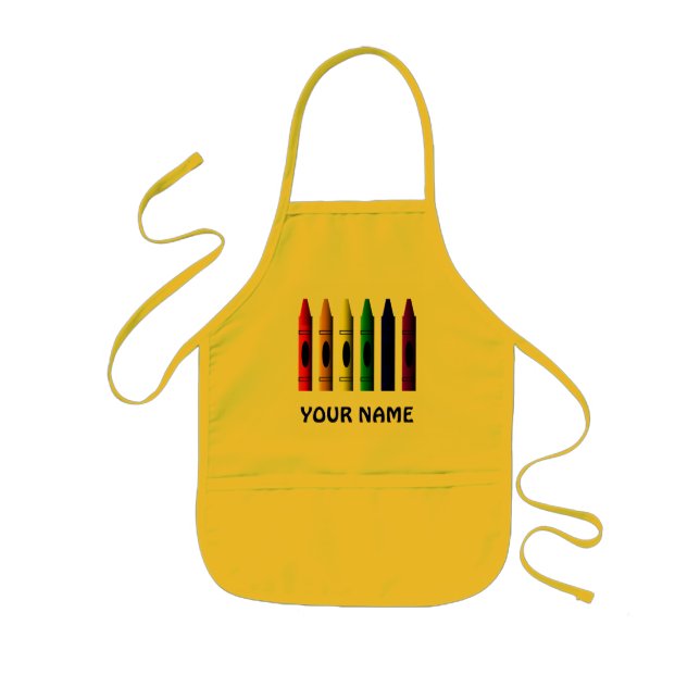 Crayons Name Crayon Kids Yellow Custom Apron (Front)