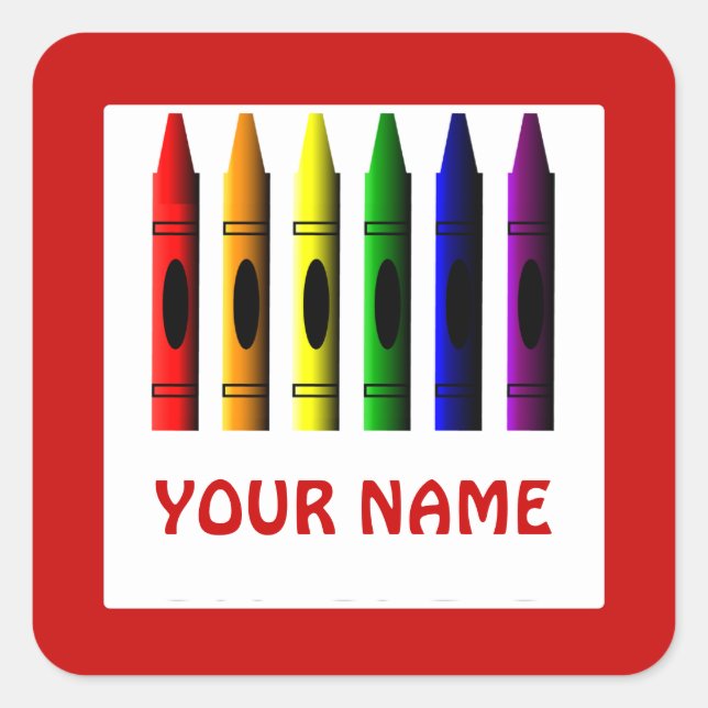 Crayons Name Crayon Template Red Sticker (Front)