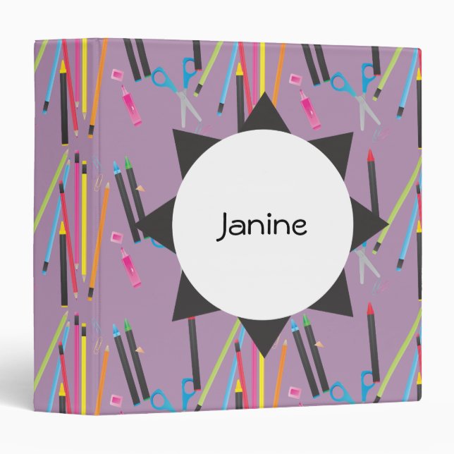 Crayons Pencils and More in Purple Binder (Front/Spine)