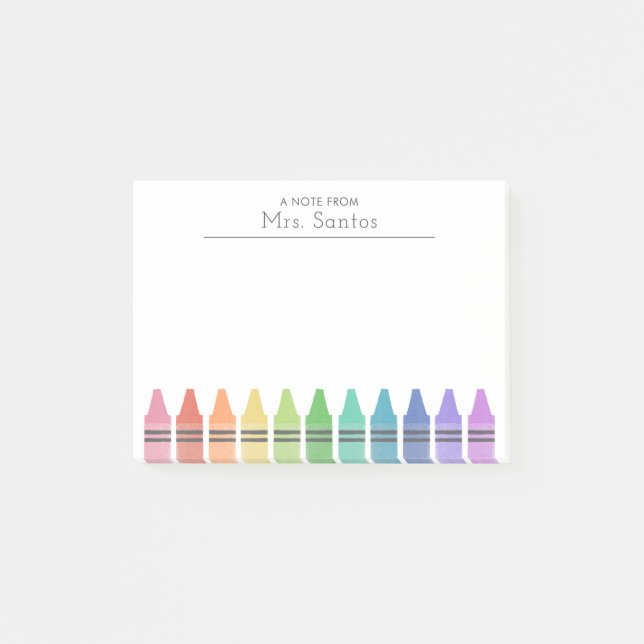 Crayons Personalized Teacher  Post-it Notes (Front)